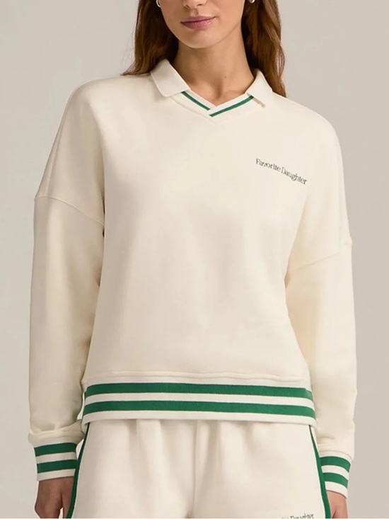 Favorite Daughter Tops - Favorite Daughter Cream Ivy League Rugby Sweatshirt
